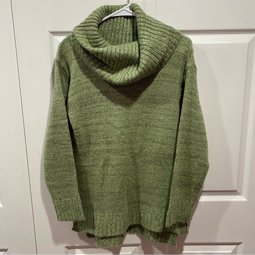 POOF! Women’s Warm Knit Long-Sleeve Cowl-Neck Sweater - green, size S